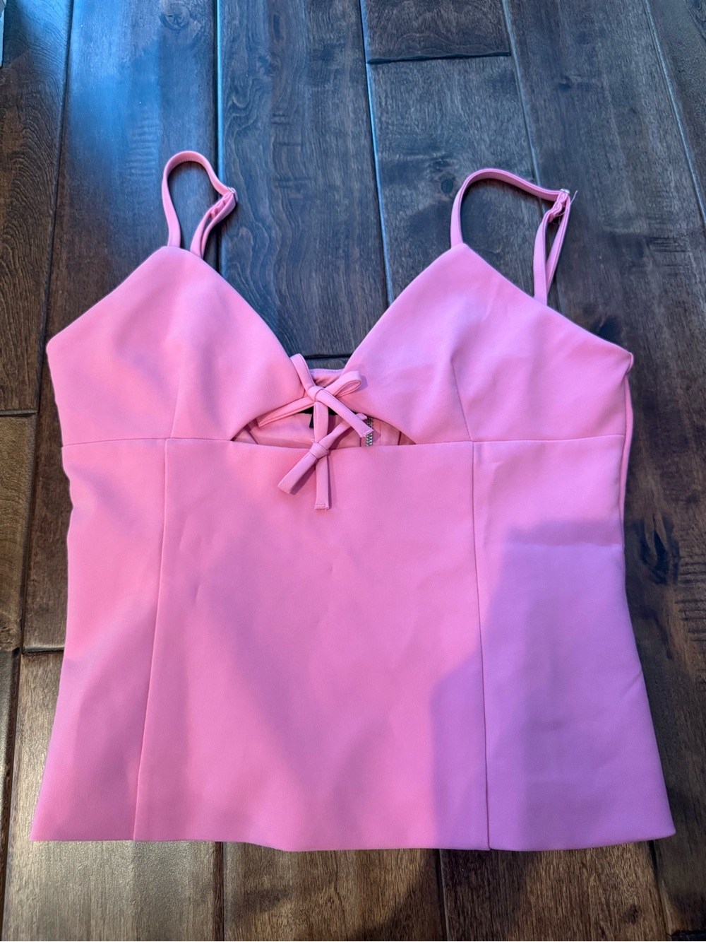 Zara Pink Lace-Up Spaghetti-Strap Cami Top